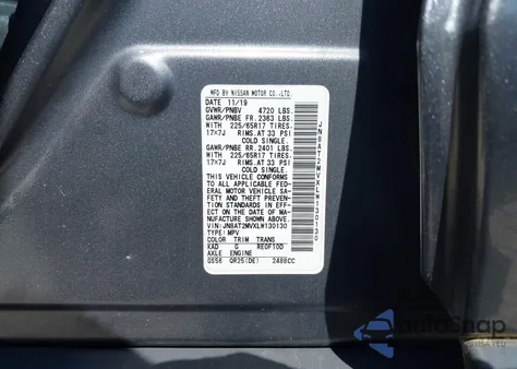 2020 Nissan Rogue S Intelligent Awd из США, поврежденный, VIN JN8AT2MVXLW130130